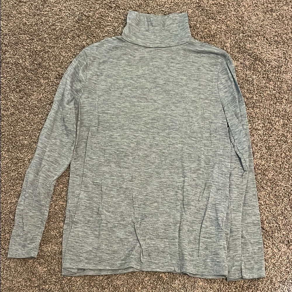 Blue-Grey Turtleneck Long Sleeve Top